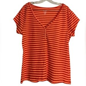 Old Navy perfect Henley tee.  Orange striped. Sz. XL